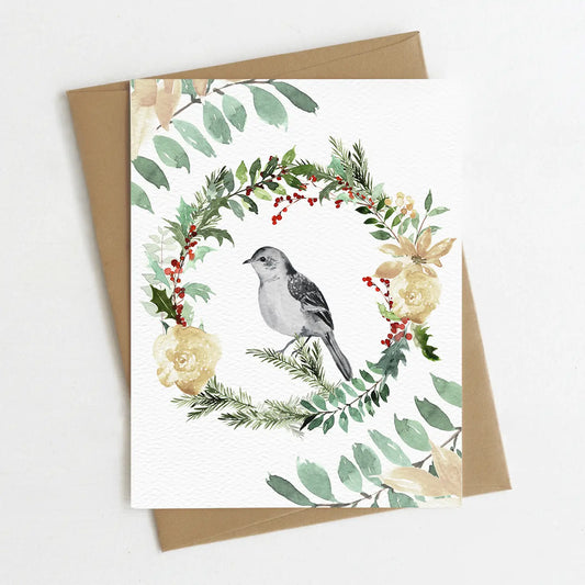 Happy Holiday Card, Christmas Winter Bird, Greeney