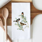 Bird Chat tea towel, natural