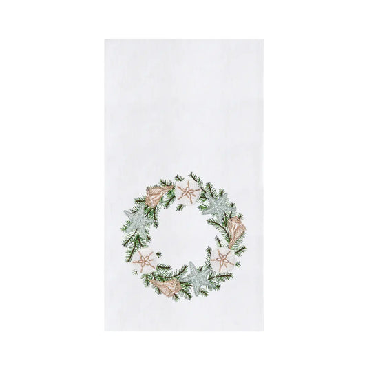 Christmas Shell Wreath kitchen towel