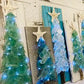 Shabby Plank Seaglass Christmas Tree-12 inch /Teal