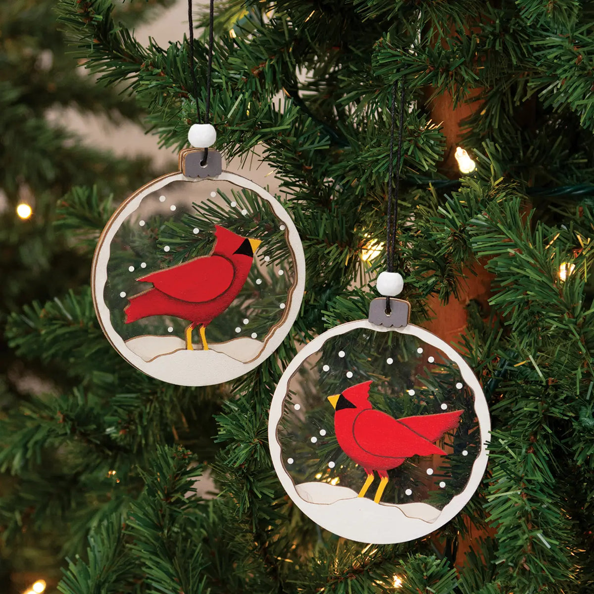 Snowy Cardinal Bulb Ornament