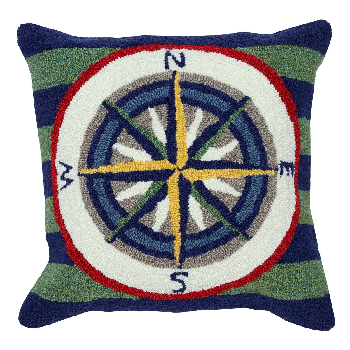 Front Porch Striped Compass Indoor/Outdoor Pillow Multi