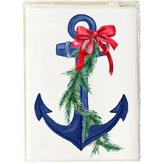 Christmas-Blue & White Anchor Boxed Note Cards