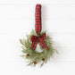 Mini Wreath Hanger, Cedar with Cones & Buffalo Blaid Bow