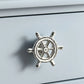 Ship Wheel Cabinet Knob, Distressed White Cast Iron Drawer Pull