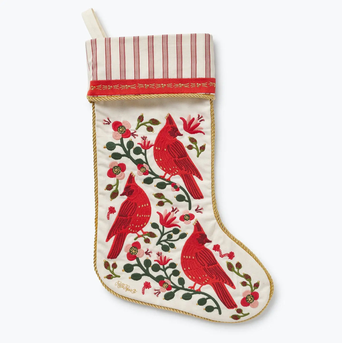 Cardinal Embroidered Stocking