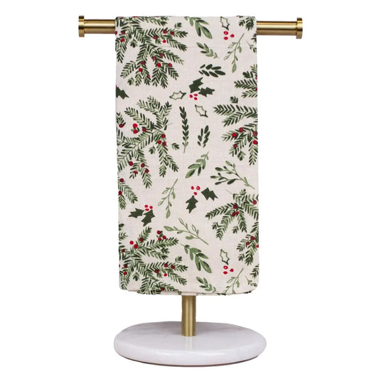 Holiday Foliage Hand Towel Cream/Green 20x28