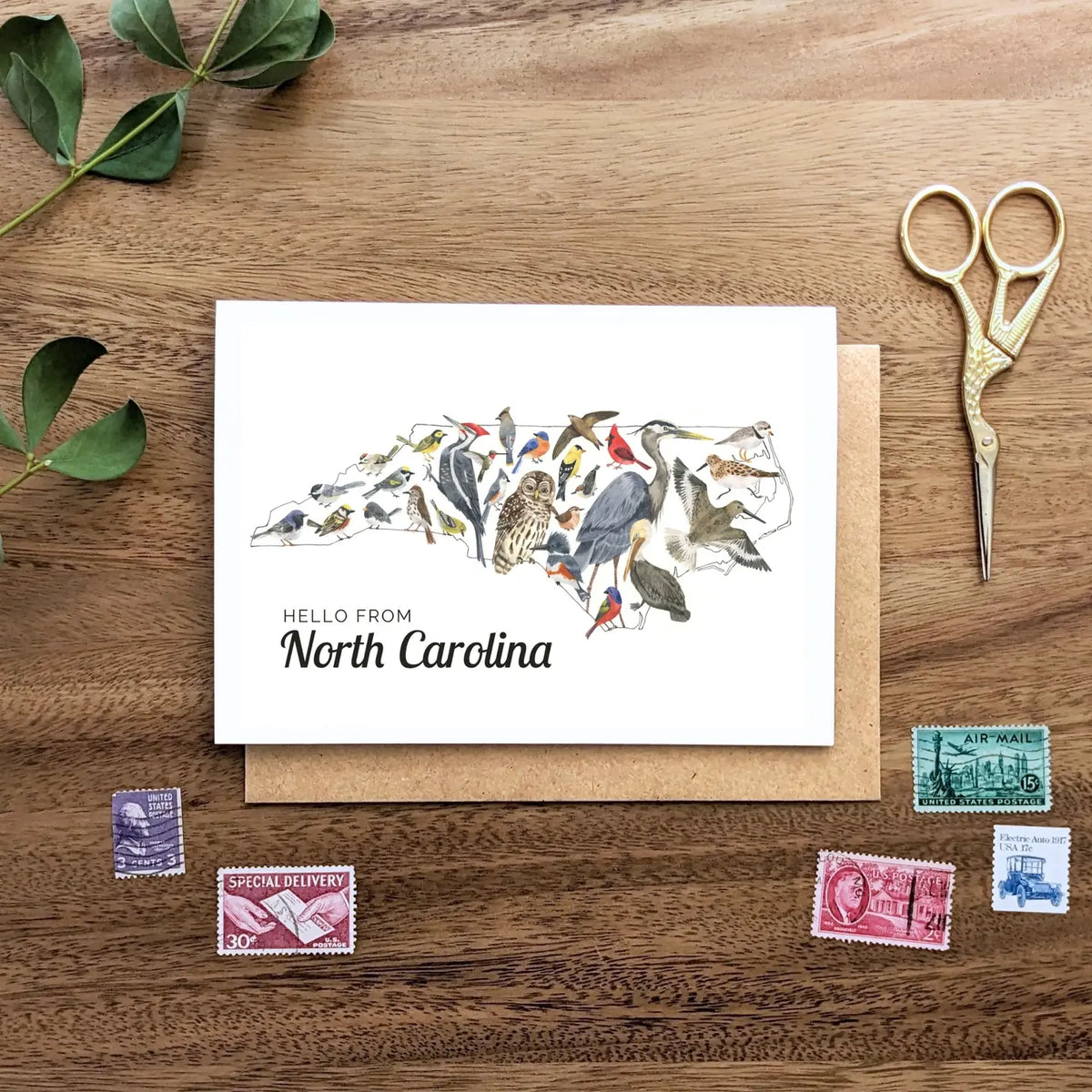 "Hello from North Carolina" notecard