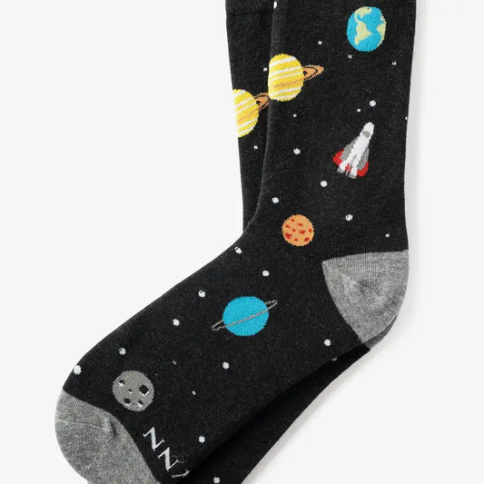 I Need My Space Sock - Black Carded Cotton