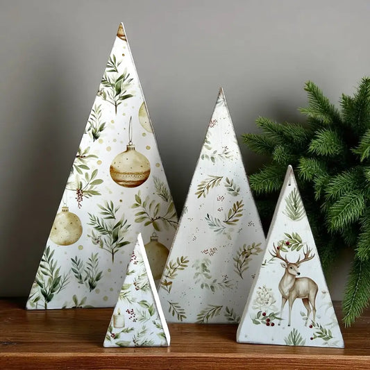 Farmhouse Wood Christmas Trees Neutral Group