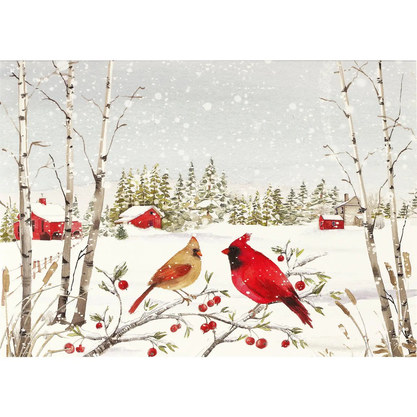 Cardinals in Winter Deluxe Boxed Holiday Cards