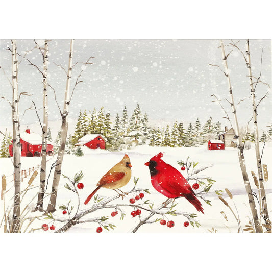 Cardinals in Winter Deluxe Boxed Holiday Cards