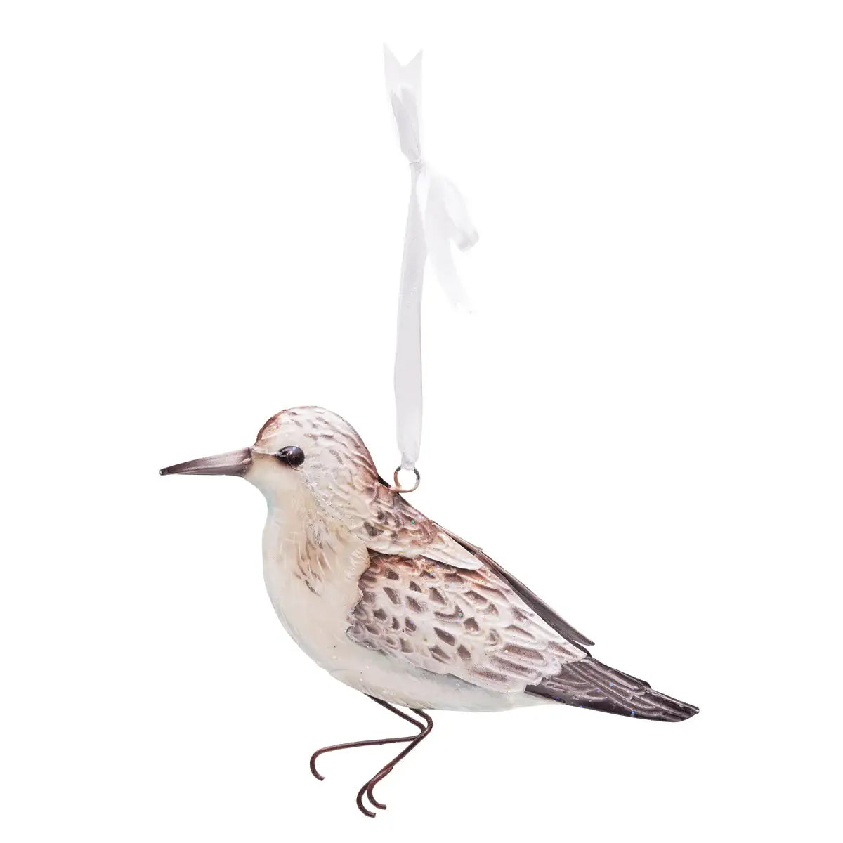 Christmas Sandpiper Bird Metal & Capiz Ornament