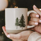 Green Trees Stoneware Coffee Mug - Christmas Decor