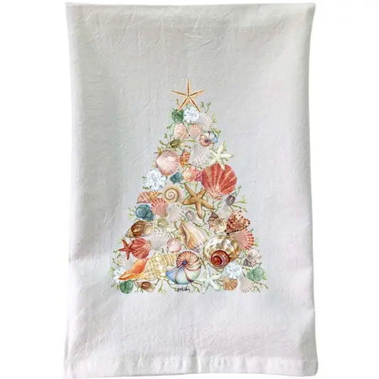 Christmas-Seashell Tree Flour Sack Towel