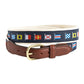Nautical Flag Motif Leather tab Belt, 32"