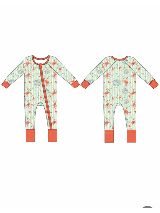 Crab Trap Christmas Zipper Onesie