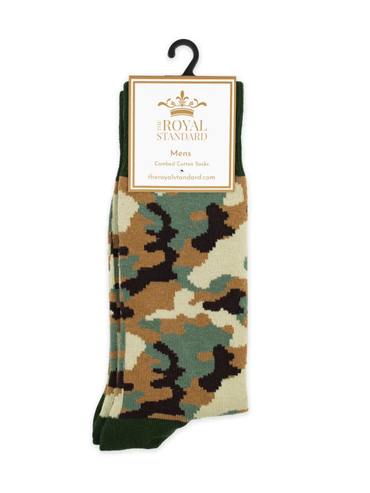 Men's Camo Socks, Taupe/Green/Tan