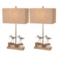 Beach Birds, Set 0f 2, Coastal Table Lamps w/3-Way Switch