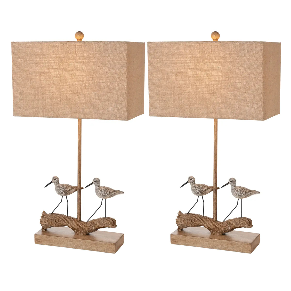 Beach Birds, Set 0f 2, Coastal Table Lamps w/3-Way Switch