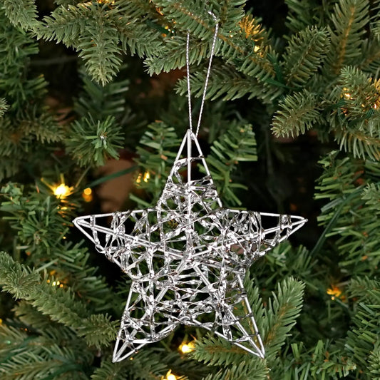 Metallic Waven 3D Star Orn Silver