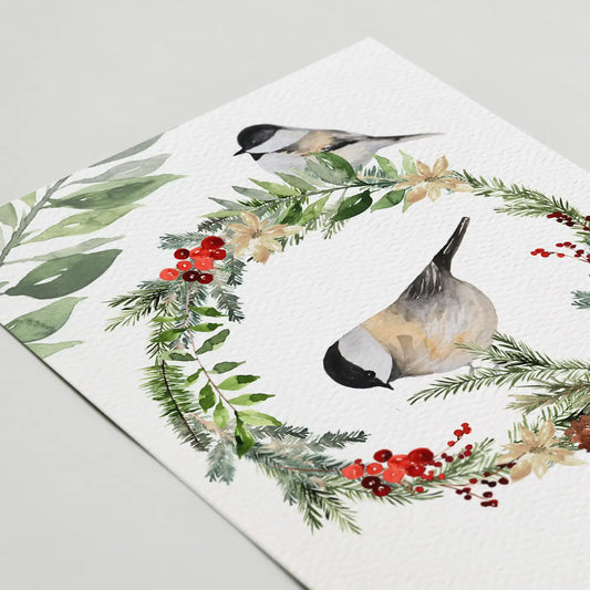 Winter Chickadee, Christmas Bird Holiday Cards