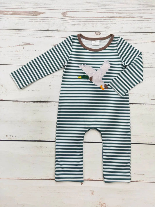 Baby Boy Stripe Duck Applique Romper