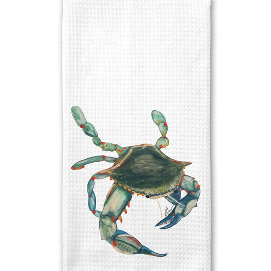 Realism Style Louisiana Blue Crab Waffle Weave Towel