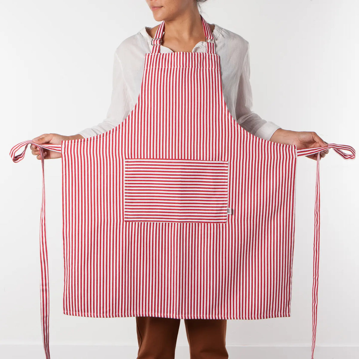 Narrow Red Stripe Chef Apron