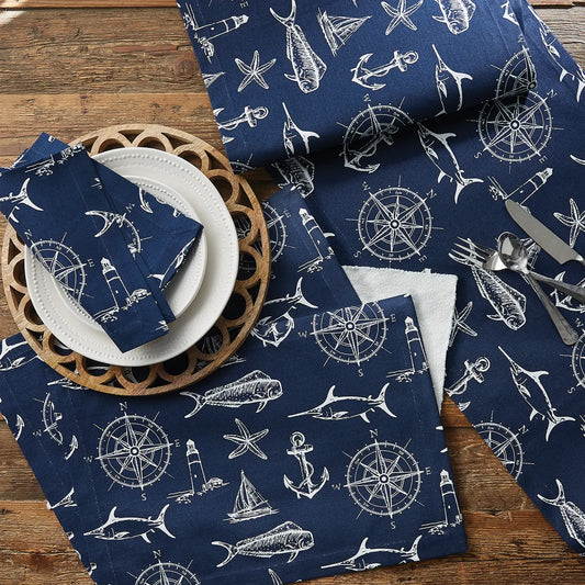 Captain's Quarters Table Runner 54" L - Navy