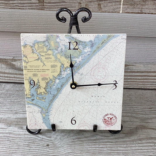 8" Marble Desk Clock - Beaufort to Cape Lookout