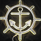 Island Ships Wheel with Anchor Aluminum Decor