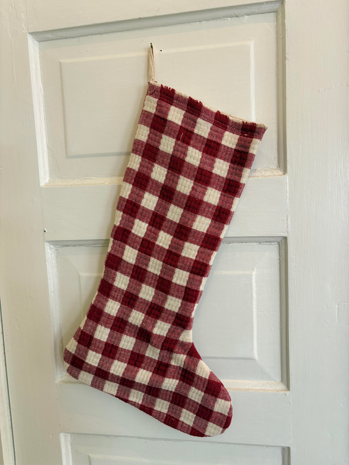 Lg check gingham stocking-Red