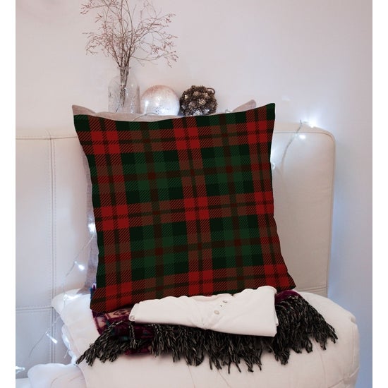 Green and Red Checked Pillow Cover