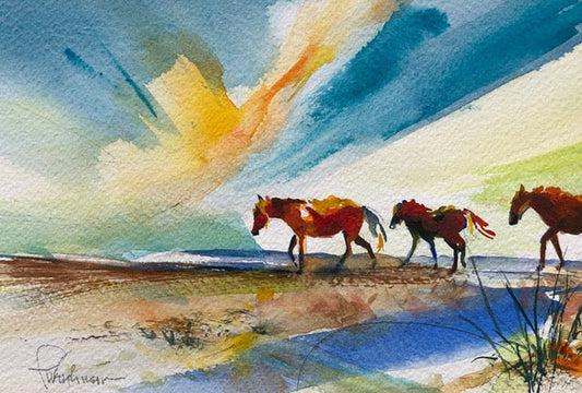 LCW "Sunrise Trail" 11x14 original watercolor, framed