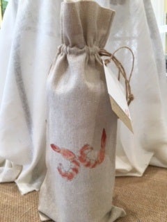 Shrimp Linen Wine Gift Bags with Gift Card