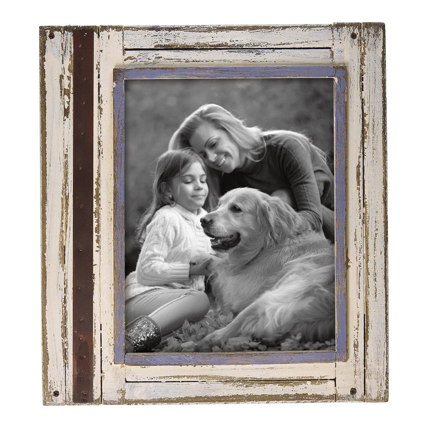 White and Brown 8x10" Distressed Wood Picture Frame